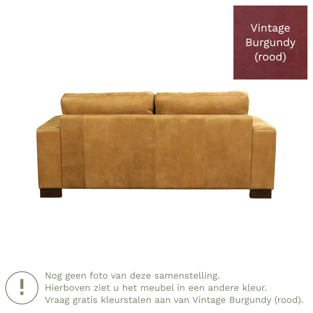 afbeelding van Leren bank Enjoy - 2,5 zits - Vintage Burgundy (rood) - Poten hout zwart