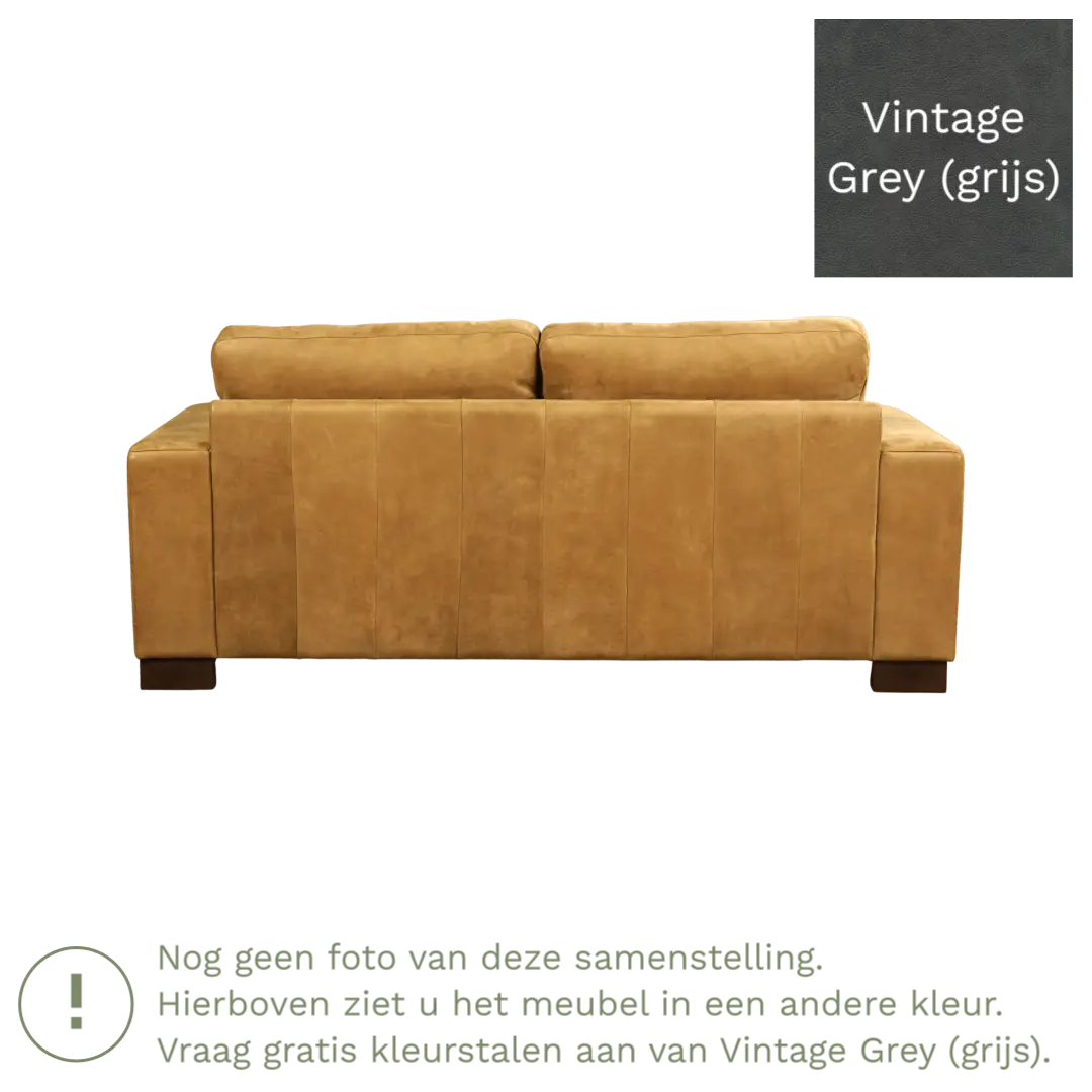 afbeelding van Leren bank Enjoy - 2,5 zits - Vintage Grey (grijs) - Poten hout bruin