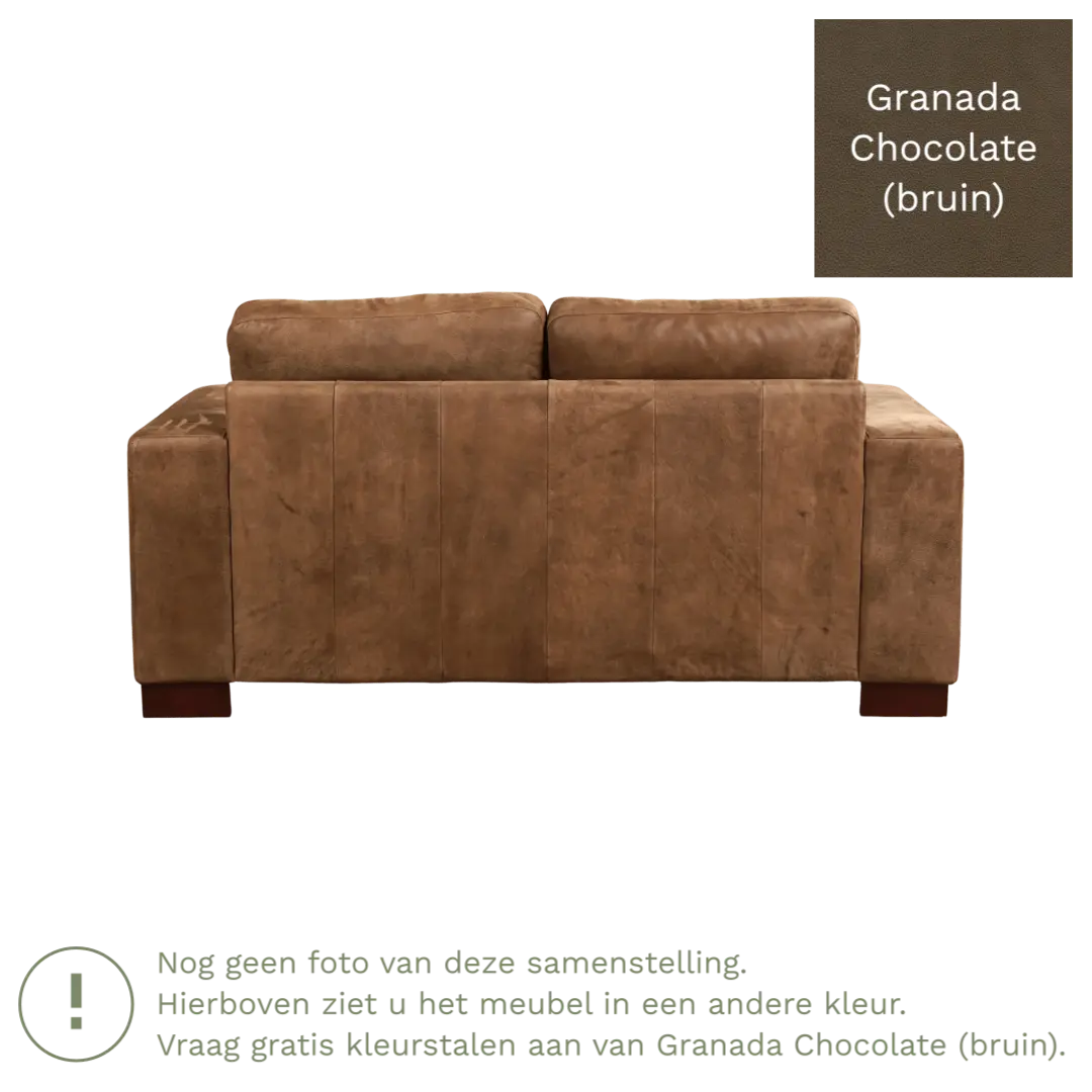 afbeelding van Leren bank Enjoy - 2 zits - Granada Chocolate (bruin) - Poten hout zwart