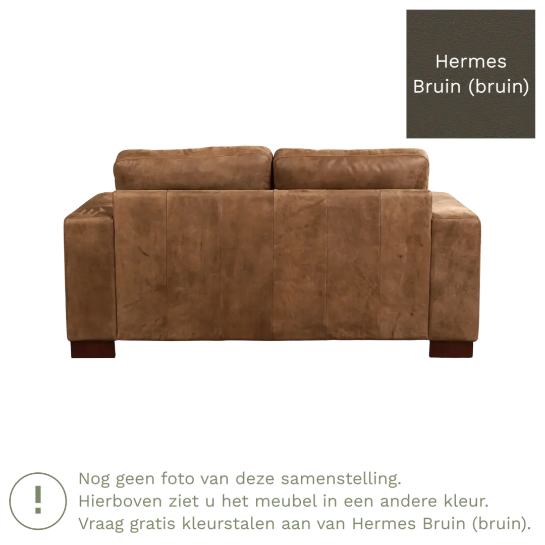 afbeelding van Leren bank Enjoy - 2 zits - Hermes Bruin (bruin) - Poten hout zwart