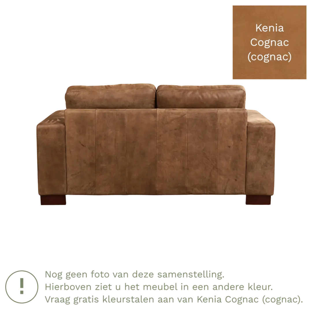 afbeelding van Leren bank Enjoy - 2 zits - Kenia Cognac (cognac) - Poten hout zwart