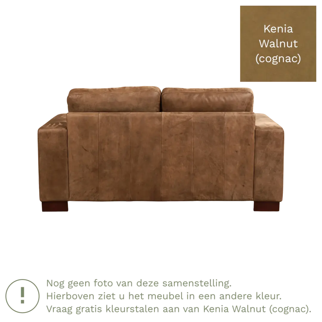 afbeelding van Leren bank Enjoy - 2 zits - Kenia Walnut (cognac) - Poten hout zwart