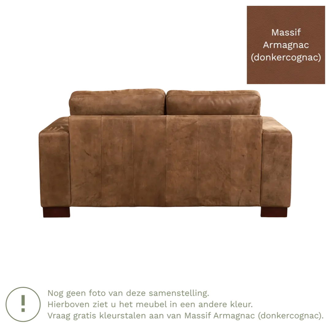 afbeelding van Leren bank Enjoy - 2 zits - Massif Armagnac (donkercognac) - Poten hout bruin