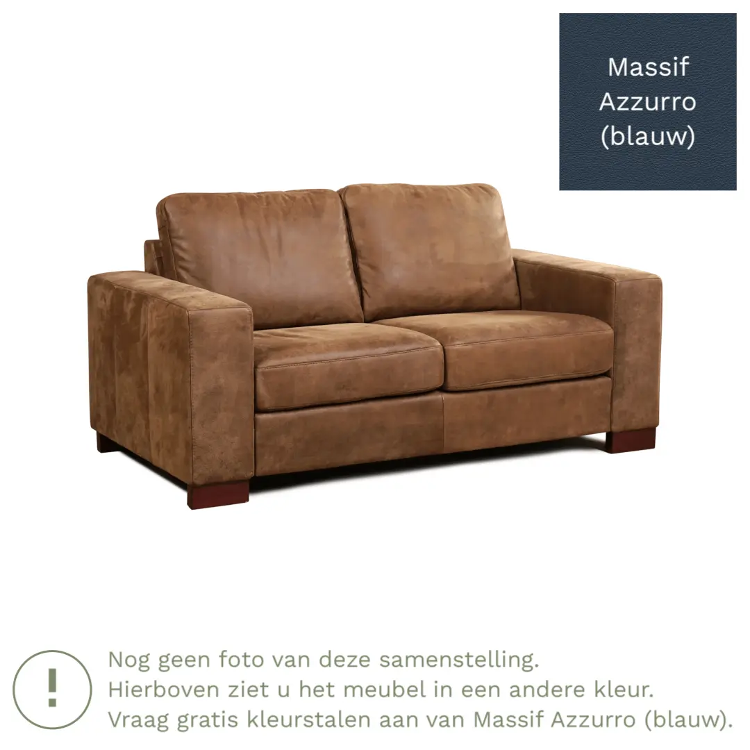 afbeelding van Leren bank Enjoy - 2 zits - Massif Azzurro (blauw) - Poten hout zwart