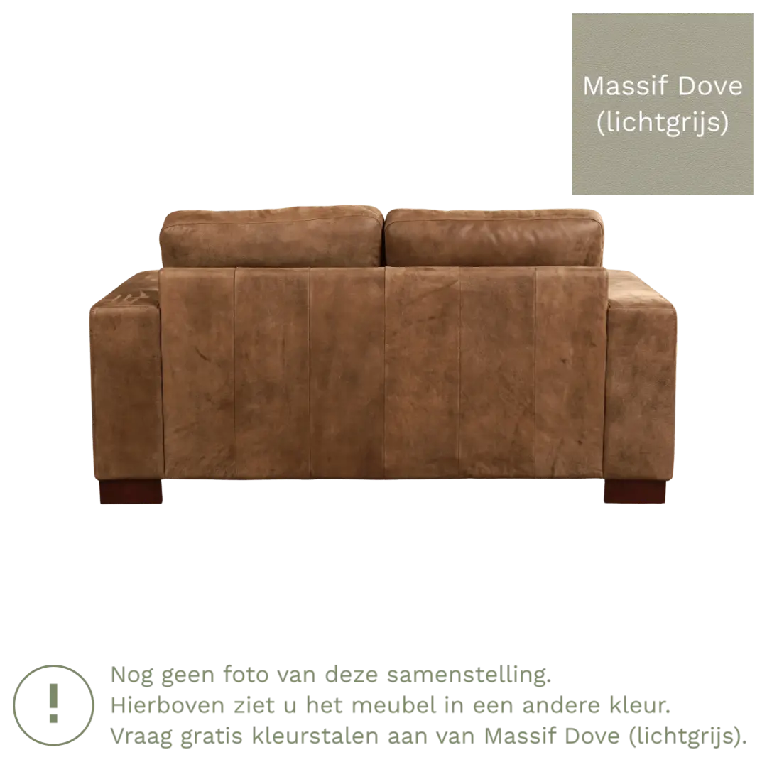 afbeelding van Leren bank Enjoy - 2 zits - Massif Dove (lichtgrijs) - Poten hout bruin