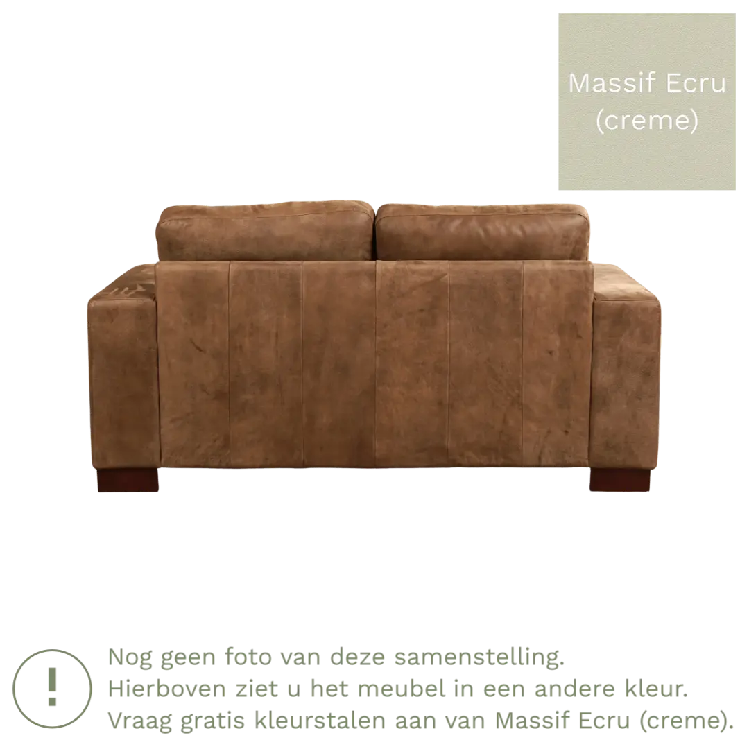 afbeelding van Leren bank Enjoy - 2 zits - Massif Ecru (crème) - Poten hout zwart