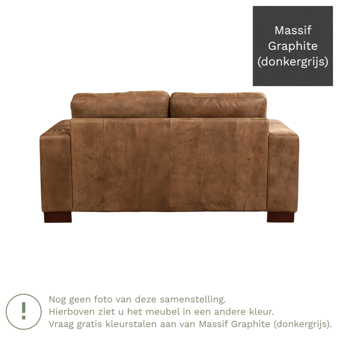afbeelding van Leren bank Enjoy - 2 zits - Massif Graphite (donkergrijs) - Poten hout bruin