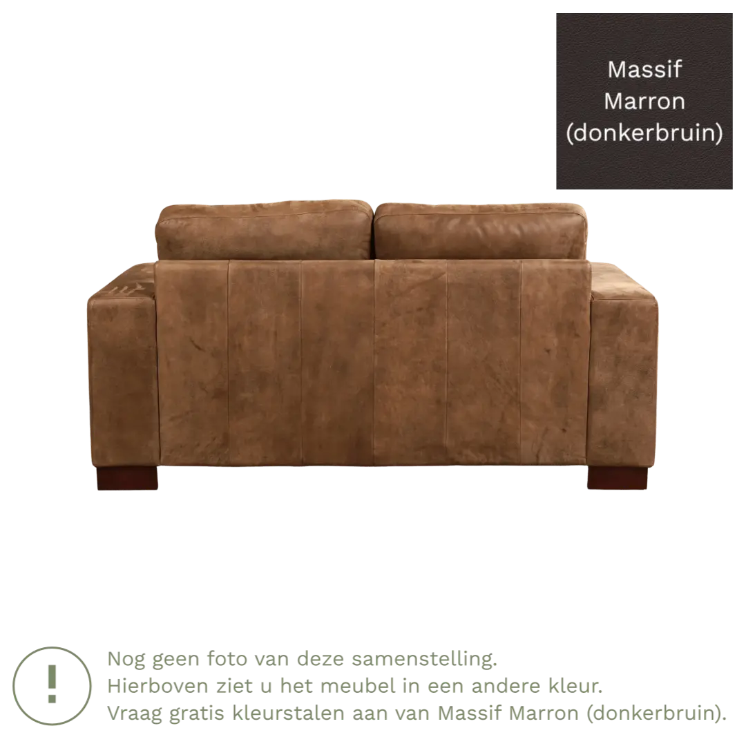 afbeelding van Leren bank Enjoy - 2 zits - Massif Marron (donkerbruin) - Poten hout bruin