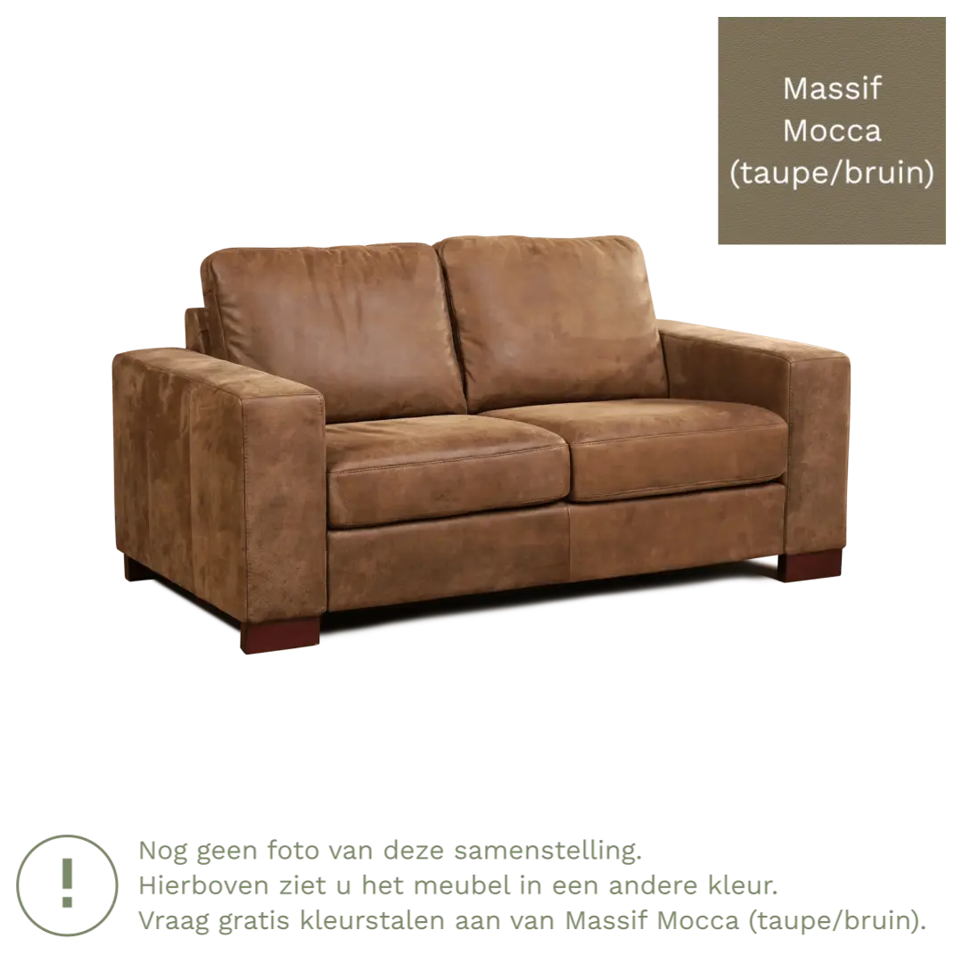 afbeelding van Leren bank Enjoy - 2 zits - Massif Mocca (taupe/bruin) - Poten hout zwart