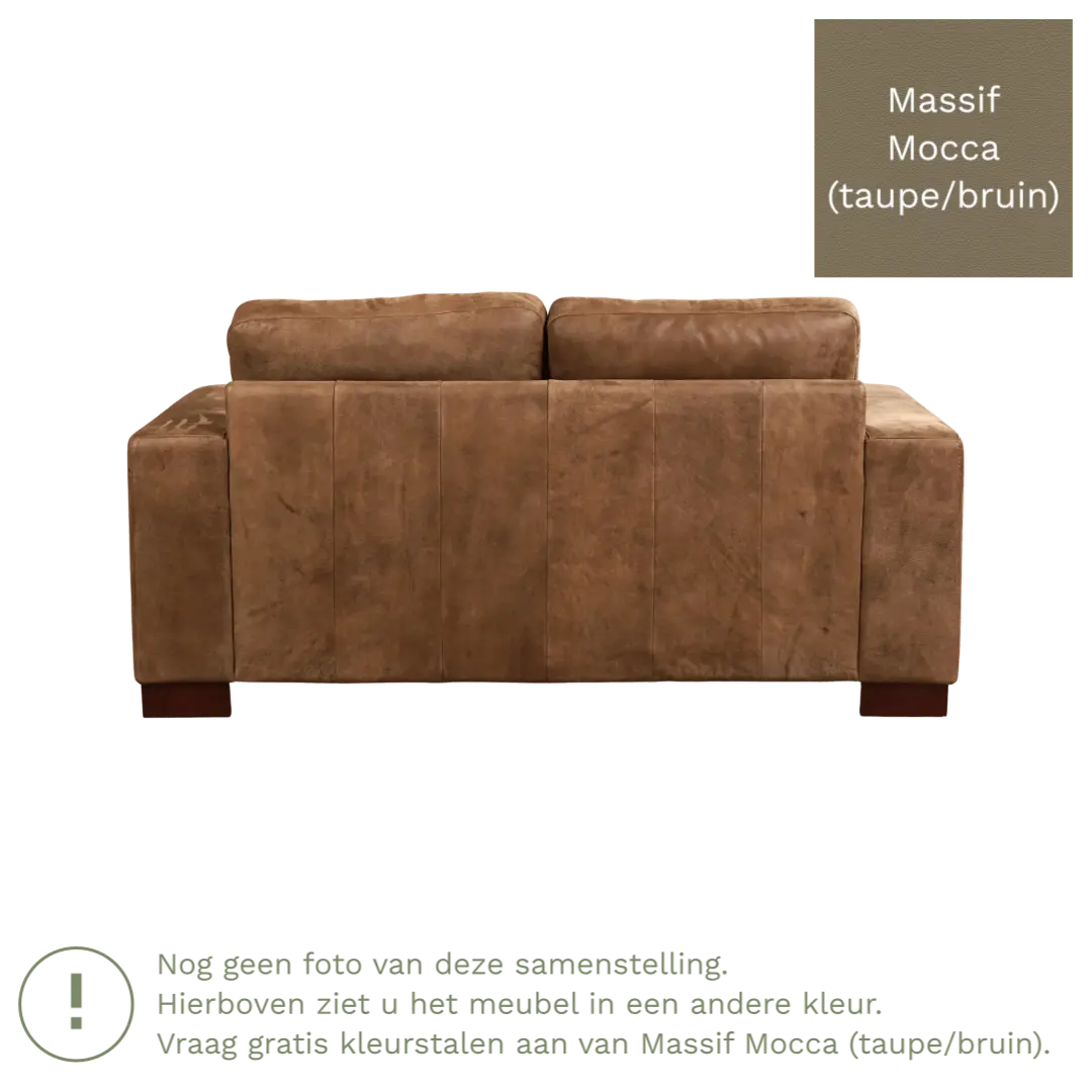 afbeelding van Leren bank Enjoy - 2 zits - Massif Mocca (taupe/bruin) - Poten hout zwart