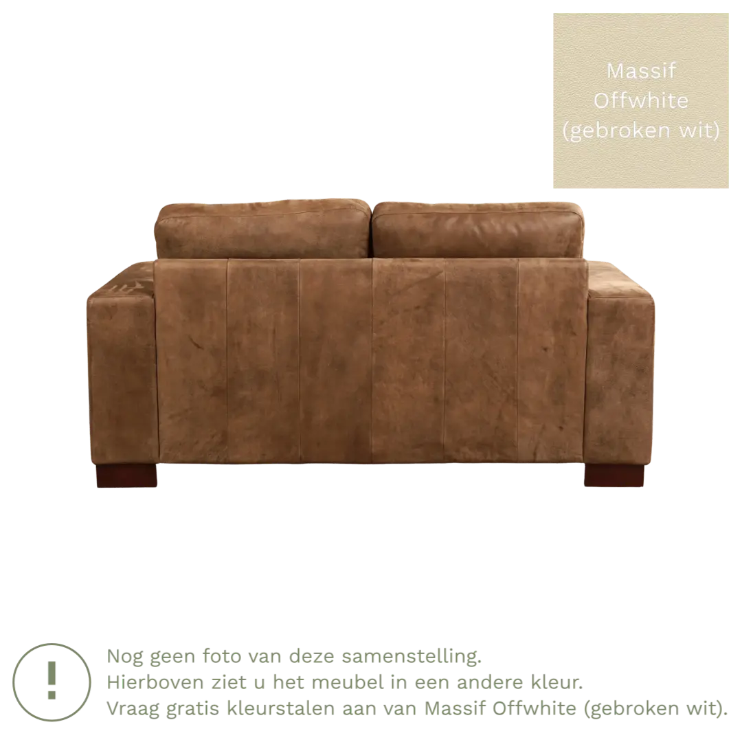 afbeelding van Leren bank Enjoy - 2 zits - Massif Offwhite (gebroken wit) - Poten hout zwart