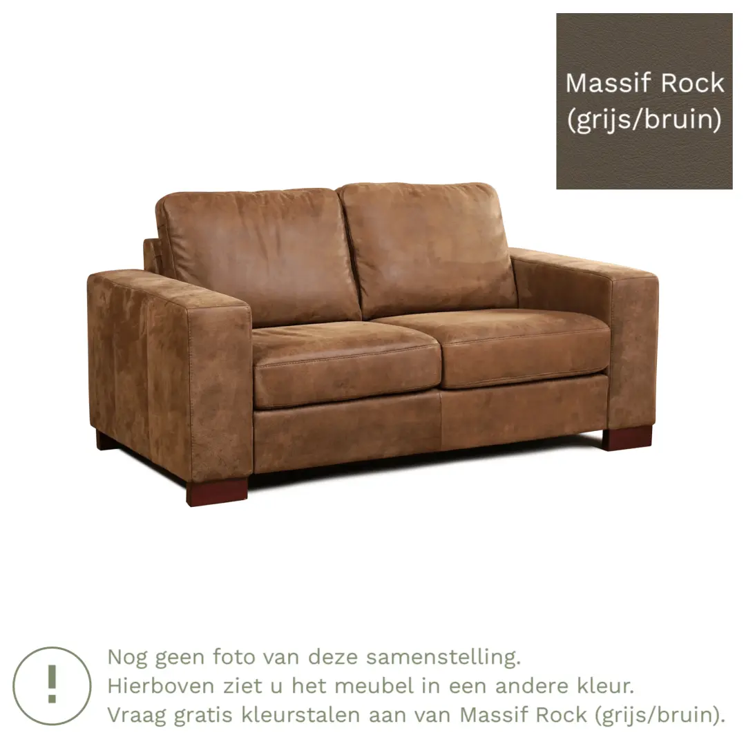 afbeelding van Leren bank Enjoy - 2 zits - Massif Rock (grijs/bruin) - Poten hout bruin