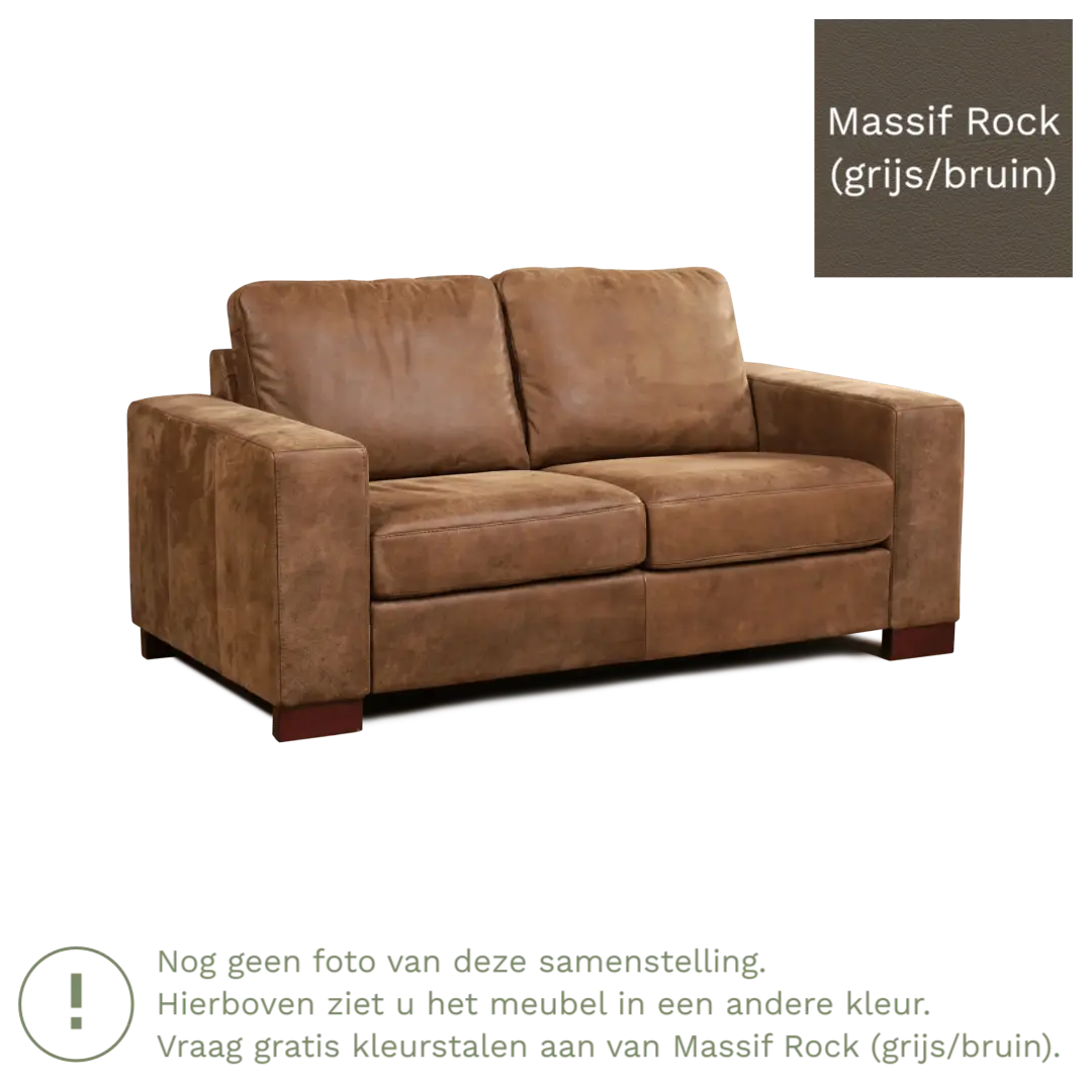 afbeelding van Leren bank Enjoy - 2 zits - Massif Rock (grijs/bruin) - Poten hout bruin