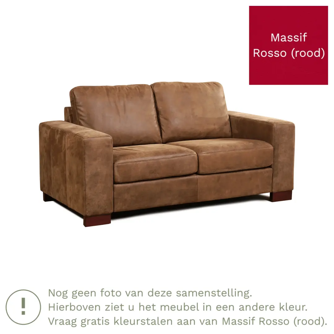 afbeelding van Leren bank Enjoy - 2 zits - Massif Rosso (rood) - Poten hout bruin