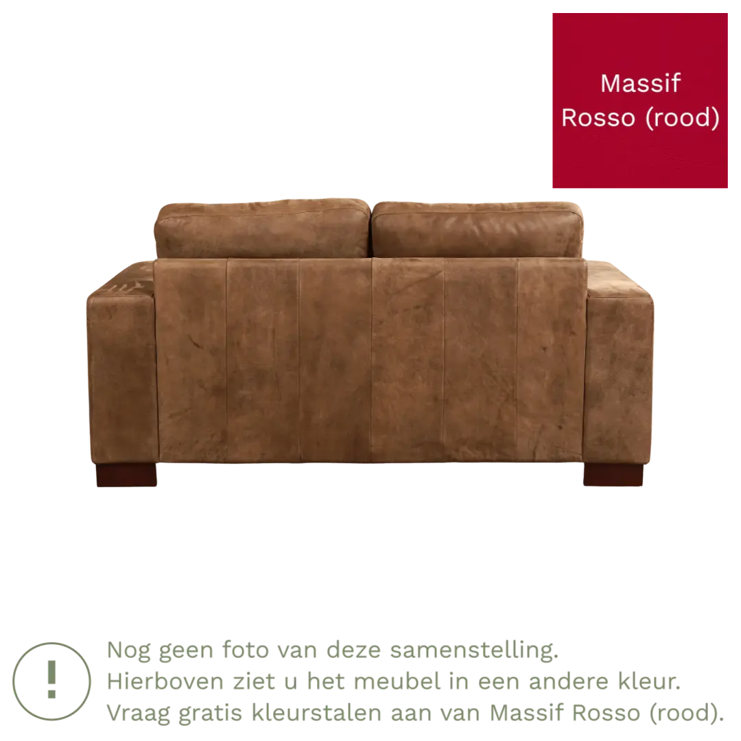 afbeelding van Leren bank Enjoy - 2 zits - Massif Rosso (rood) - Poten hout bruin