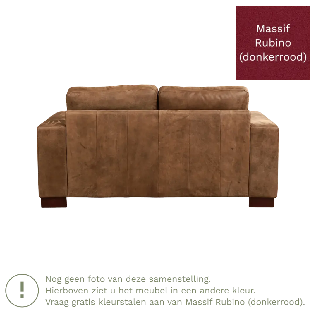 afbeelding van Leren bank Enjoy - 2 zits - Massif Rubino (donkerrood) - Poten hout bruin
