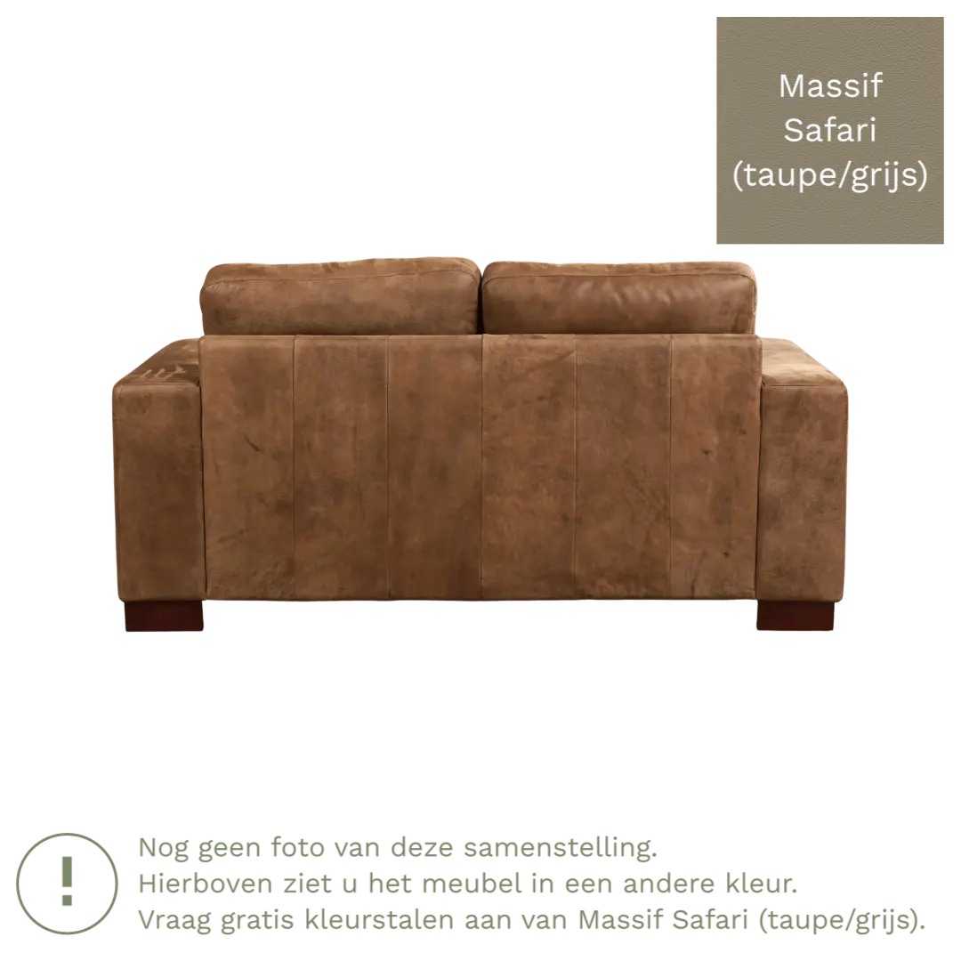 afbeelding van Leren bank Enjoy - 2 zits - Massif Safari (taupe/grijs) - Poten hout zwart