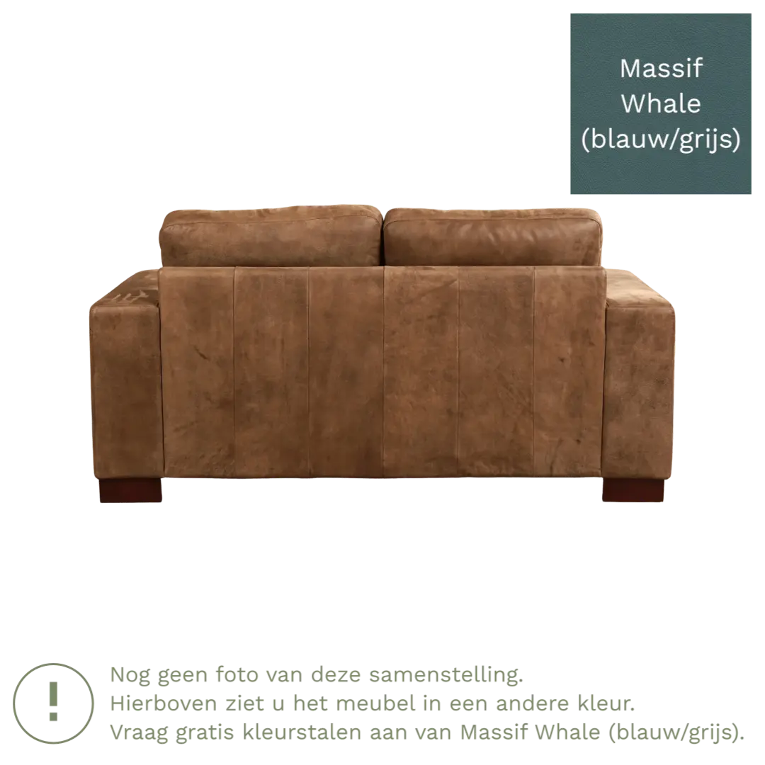 afbeelding van Leren bank Enjoy - 2 zits - Massif Whale (blauw/grijs) - Poten hout bruin