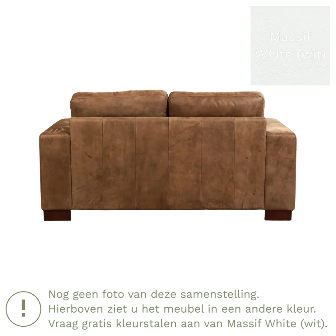 afbeelding van Leren bank Enjoy - 2 zits - Massif White (wit) - Poten hout zwart