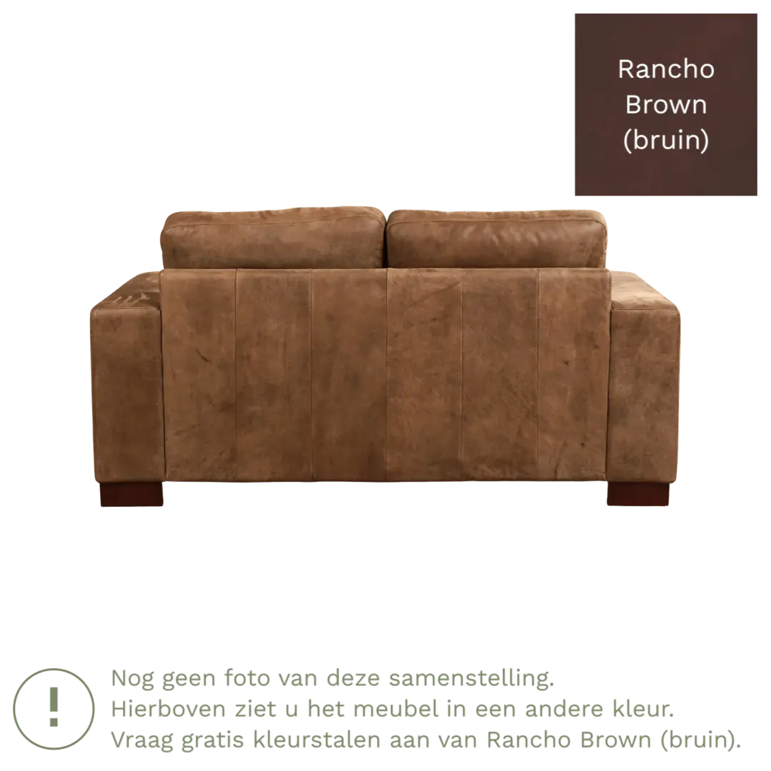 afbeelding van Leren bank Enjoy - 2 zits - Rancho Brown (bruin) - Poten hout zwart
