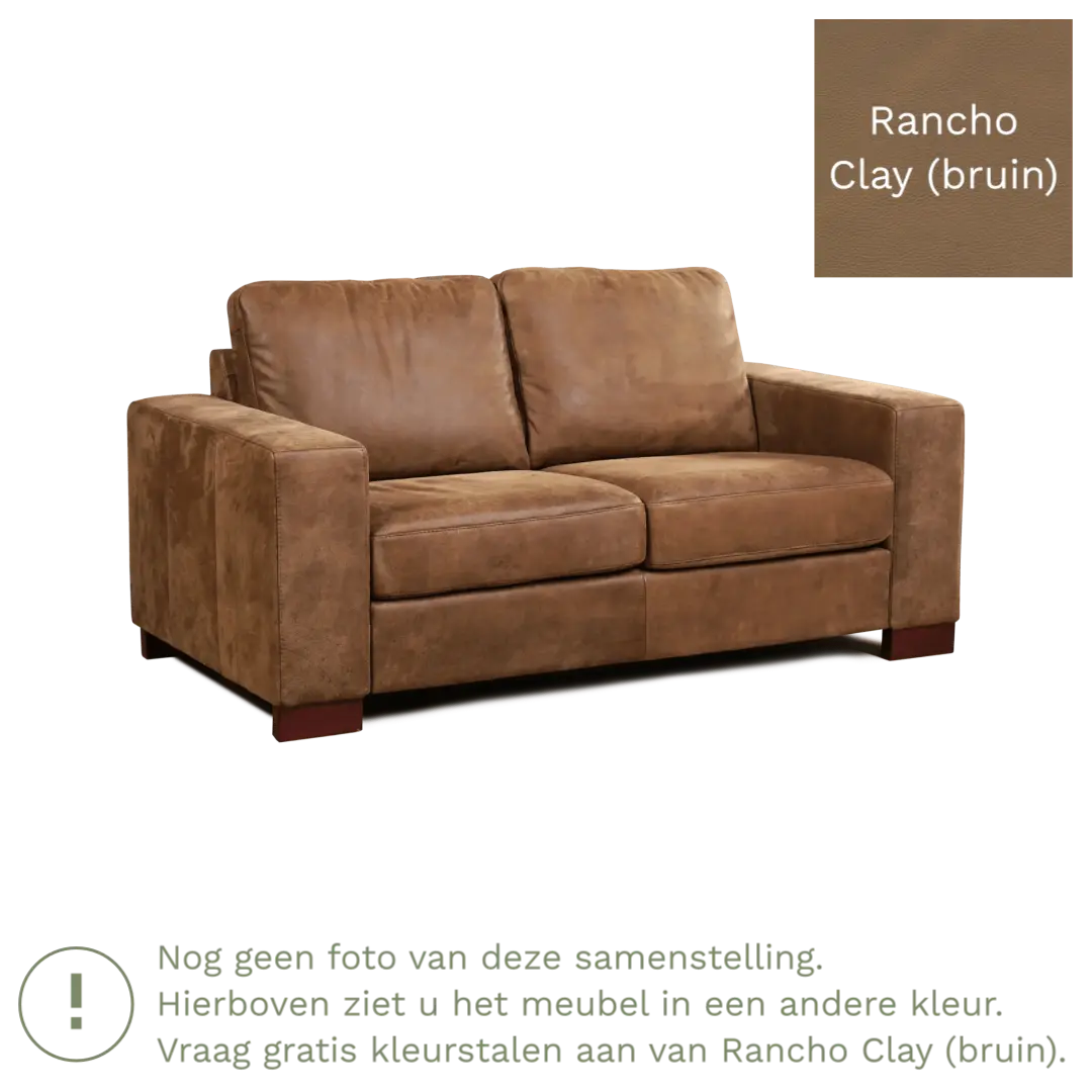 afbeelding van Leren bank Enjoy - 2 zits - Rancho Clay (bruin) - Poten hout zwart
