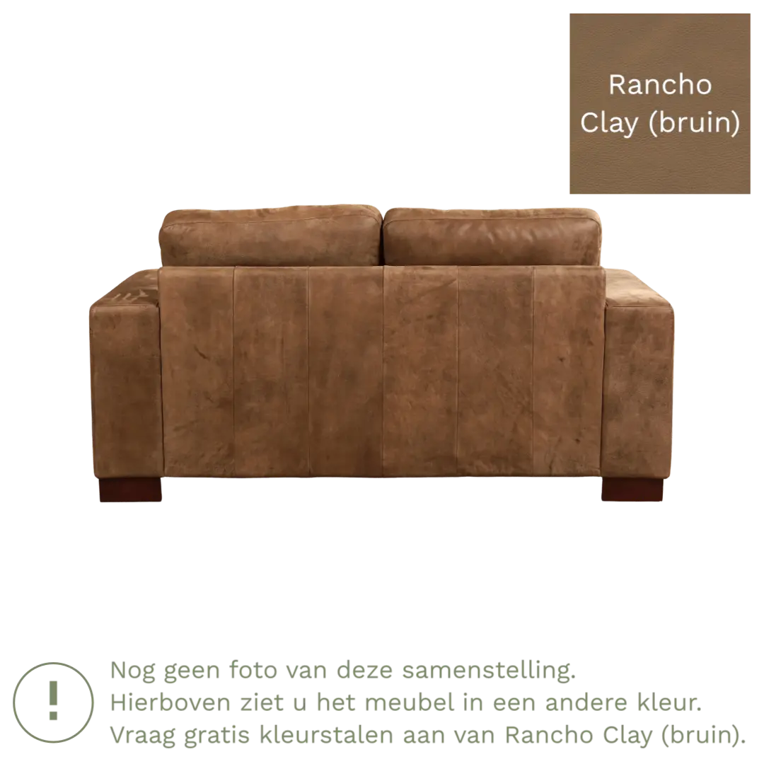 afbeelding van Leren bank Enjoy - 2 zits - Rancho Clay (bruin) - Poten hout zwart