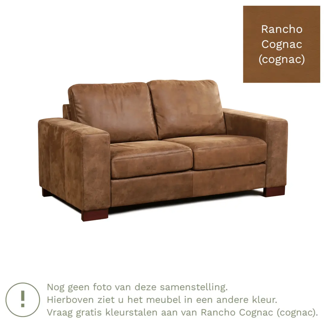 afbeelding van Leren bank Enjoy - 2 zits - Rancho Cognac (cognac) - Poten hout bruin