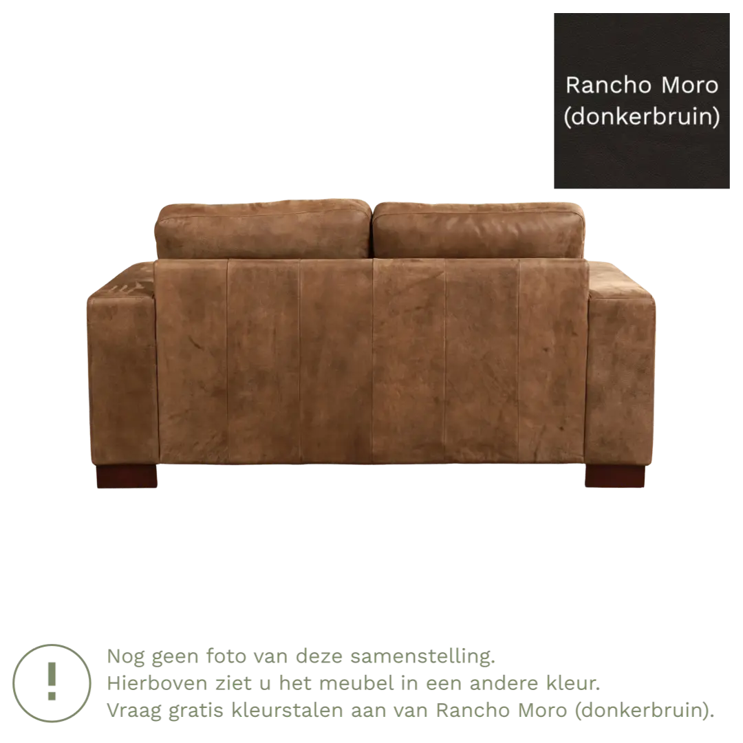 afbeelding van Leren bank Enjoy - 2 zits - Rancho Moro (donkerbruin) - Poten hout bruin