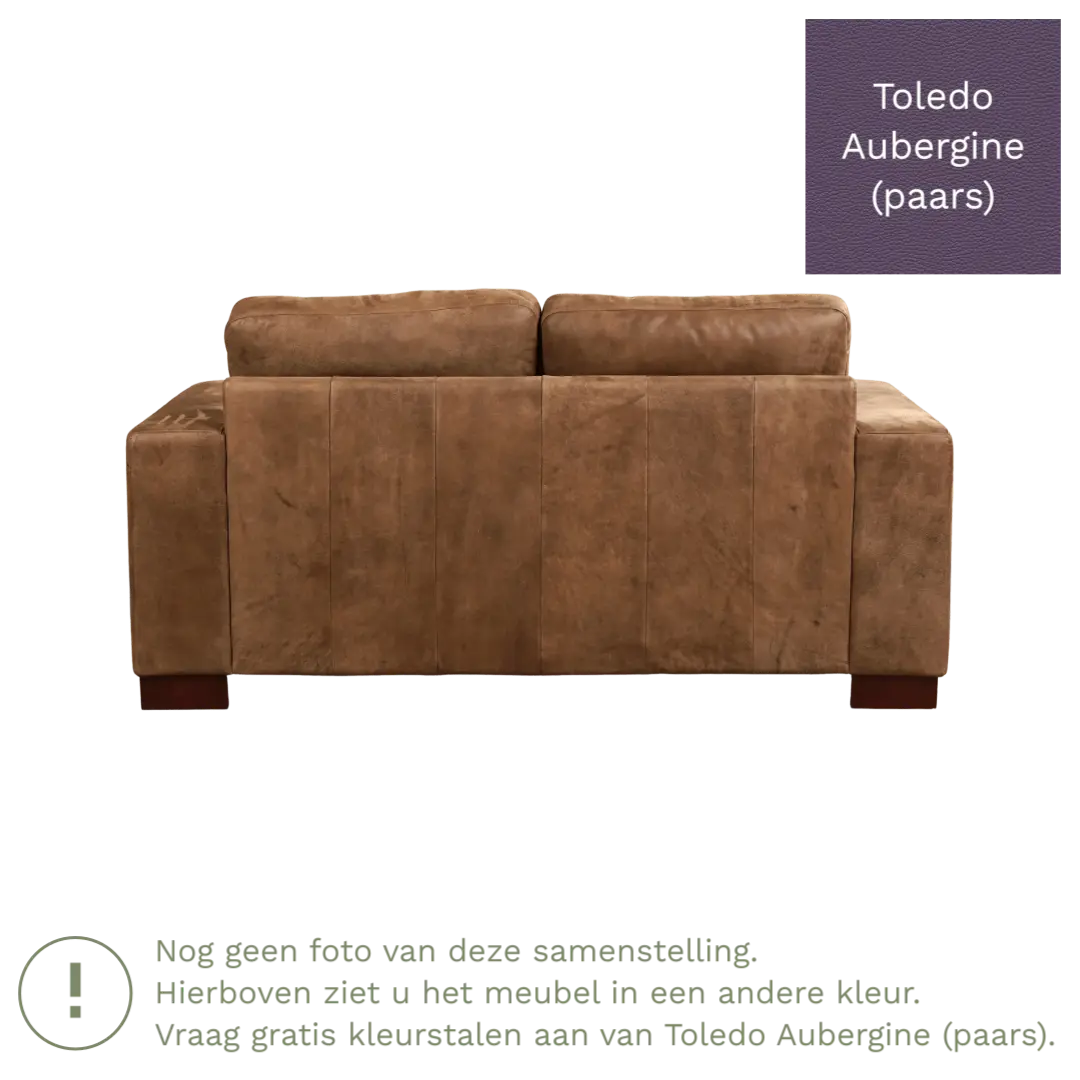 afbeelding van Leren bank Enjoy - 2 zits - Toledo Aubergine (paars) - Poten hout zwart