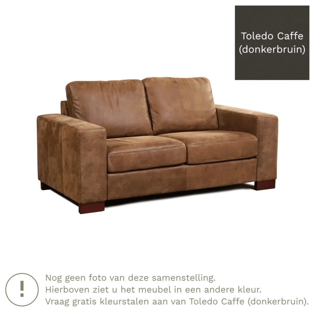 afbeelding van Leren bank Enjoy - 2 zits - Toledo Caffe (donkerbruin) - Poten hout bruin
