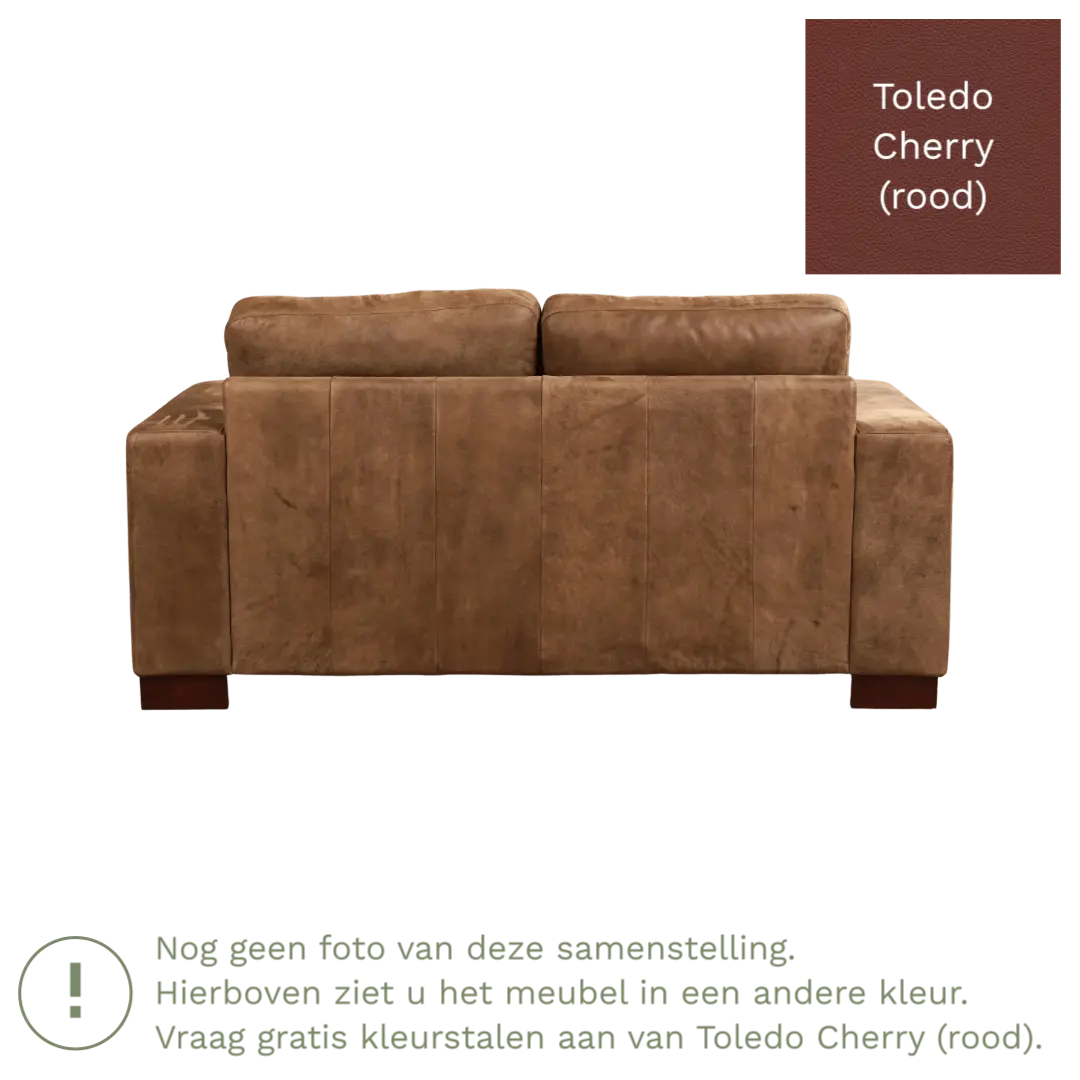 afbeelding van Leren bank Enjoy - 2 zits - Toledo Cherry (rood) - Poten hout zwart