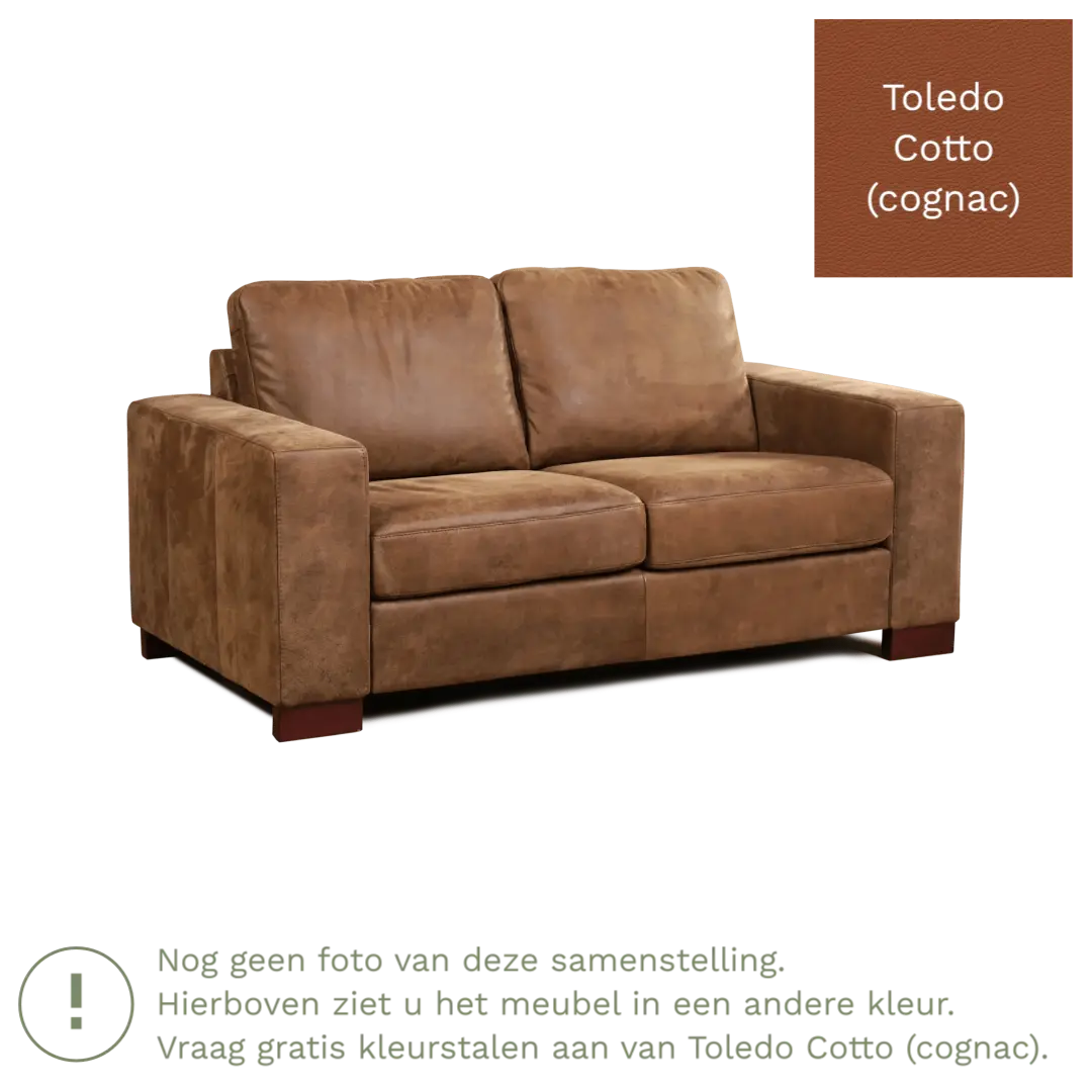 afbeelding van Leren bank Enjoy - 2 zits - Toledo Cotto (cognac) - Poten hout bruin