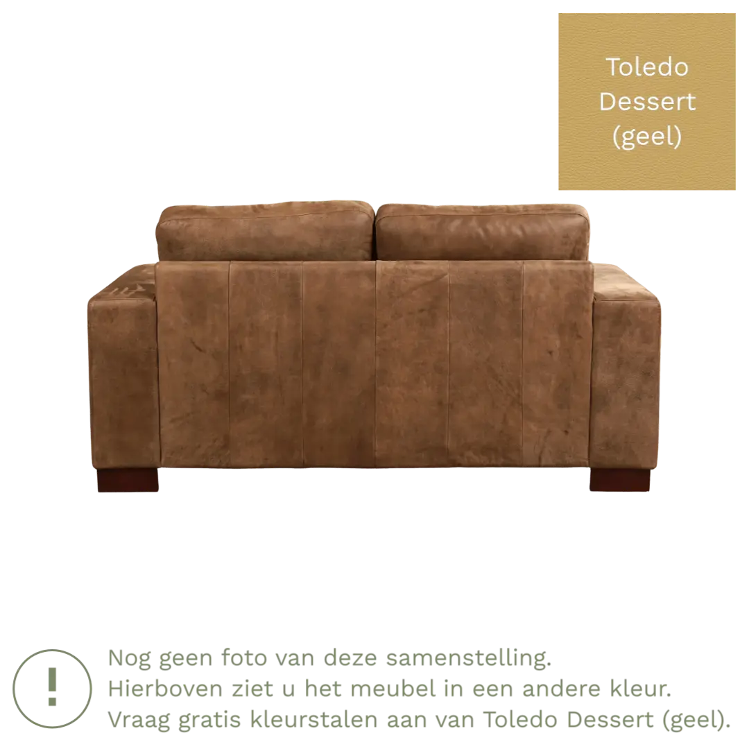 afbeelding van Leren bank Enjoy - 2 zits - Toledo Dessert (geel) - Poten hout zwart