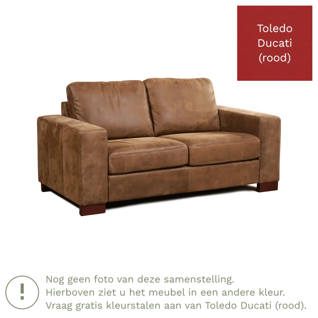 afbeelding van Leren bank Enjoy - 2 zits - Toledo Ducati (rood) - Poten hout bruin
