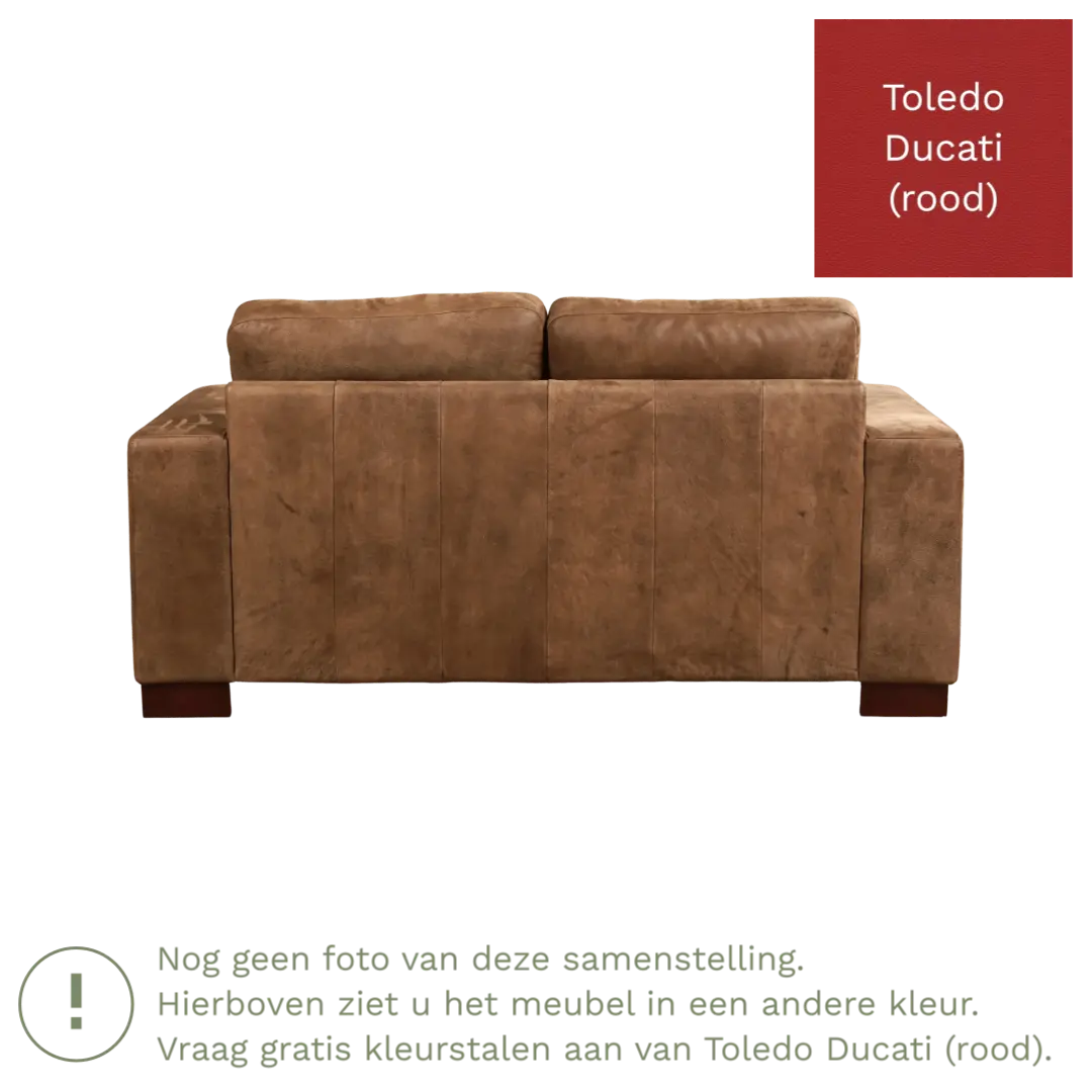afbeelding van Leren bank Enjoy - 2 zits - Toledo Ducati (rood) - Poten hout bruin