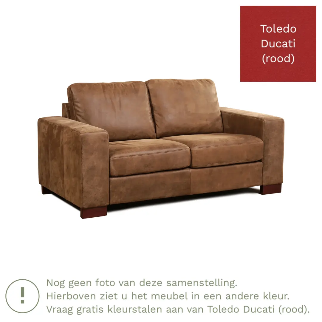 afbeelding van Leren bank Enjoy - 2 zits - Toledo Ducati (rood) - Poten hout zwart