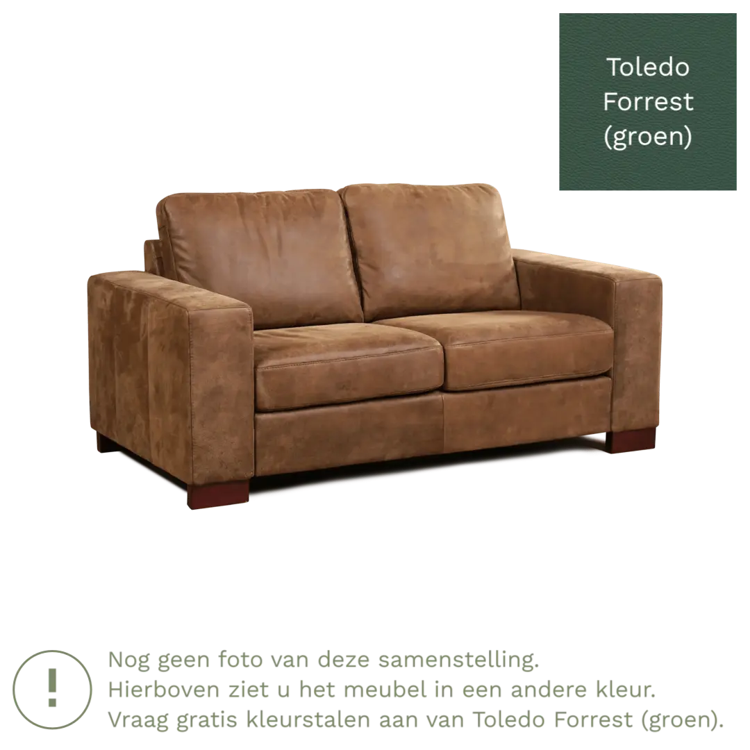 afbeelding van Leren bank Enjoy - 2 zits - Toledo Forrest (groen) - Poten hout zwart