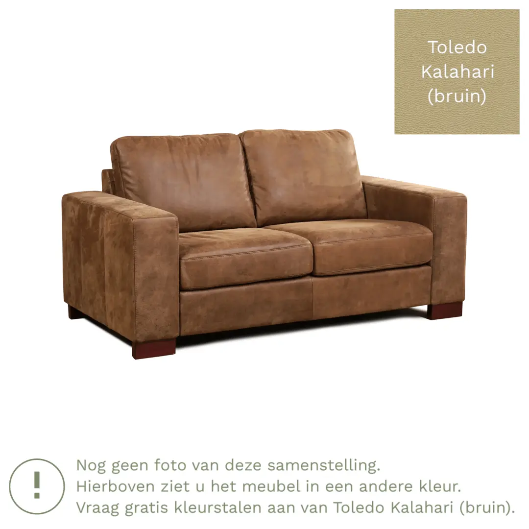 afbeelding van Leren bank Enjoy - 2 zits - Toledo Kalahari (bruin) - Poten hout bruin
