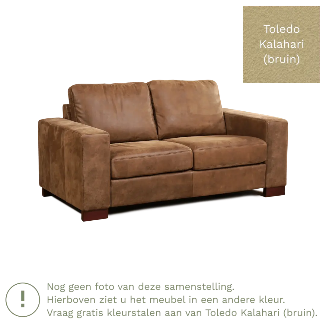 afbeelding van Leren bank Enjoy - 2 zits - Toledo Kalahari (bruin) - Poten hout zwart