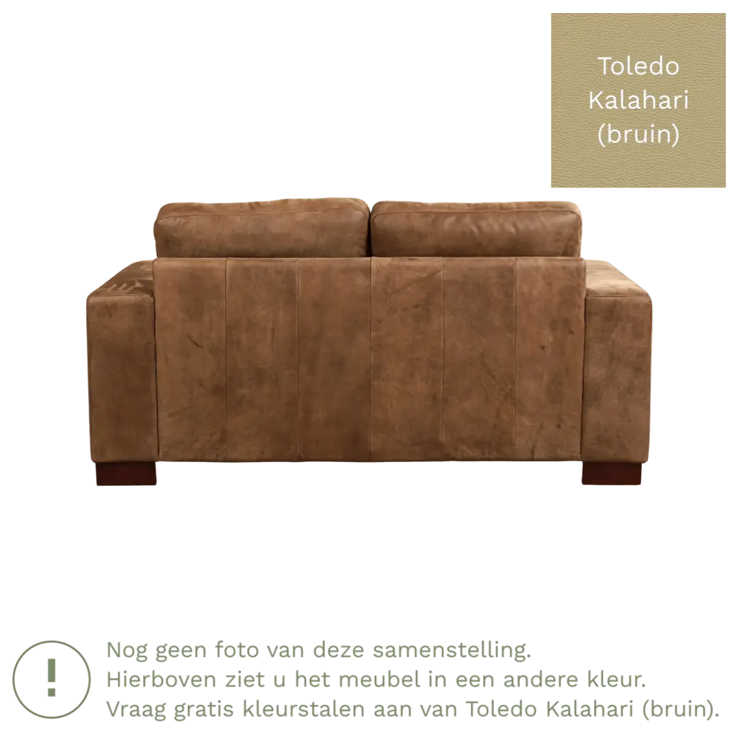 afbeelding van Leren bank Enjoy - 2 zits - Toledo Kalahari (bruin) - Poten hout zwart