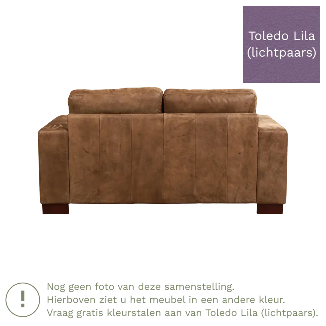 afbeelding van Leren bank Enjoy - 2 zits - Toledo Lila (lichtpaars) - Poten hout bruin