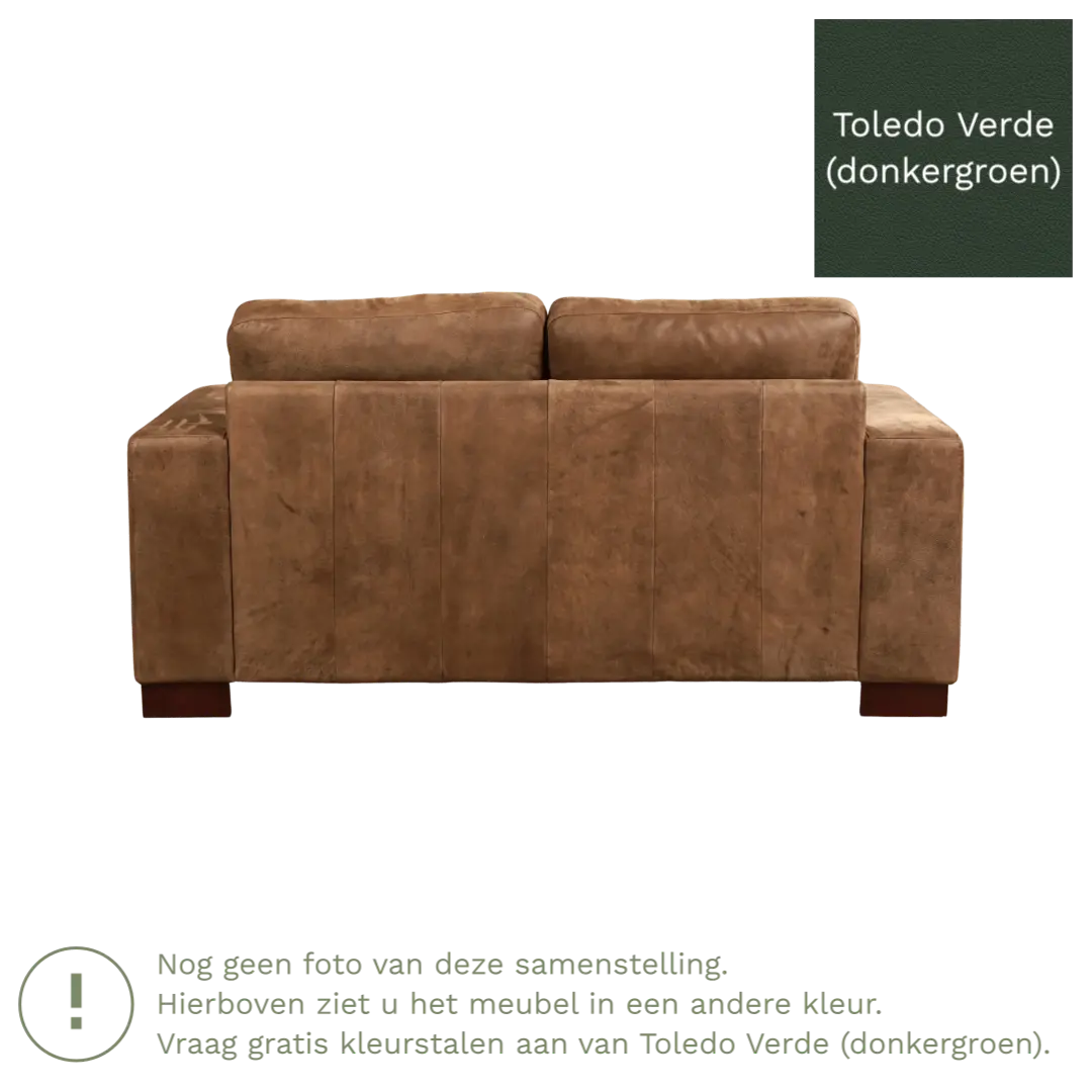afbeelding van Leren bank Enjoy - 2 zits - Toledo Verde (donkergroen) - Poten hout zwart