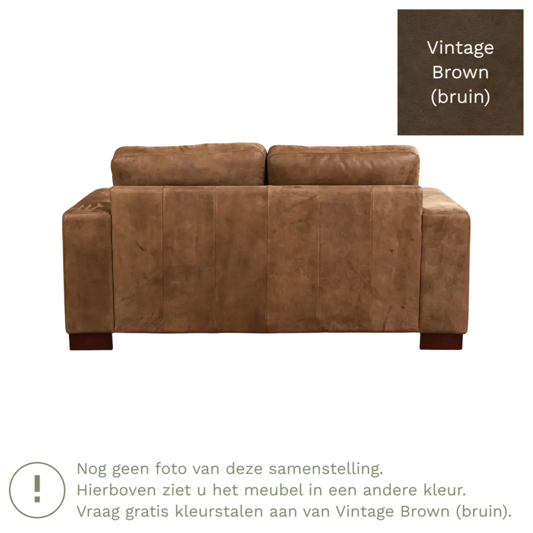 afbeelding van Leren bank Enjoy - 2 zits - Vintage Brown (bruin) - Poten hout zwart