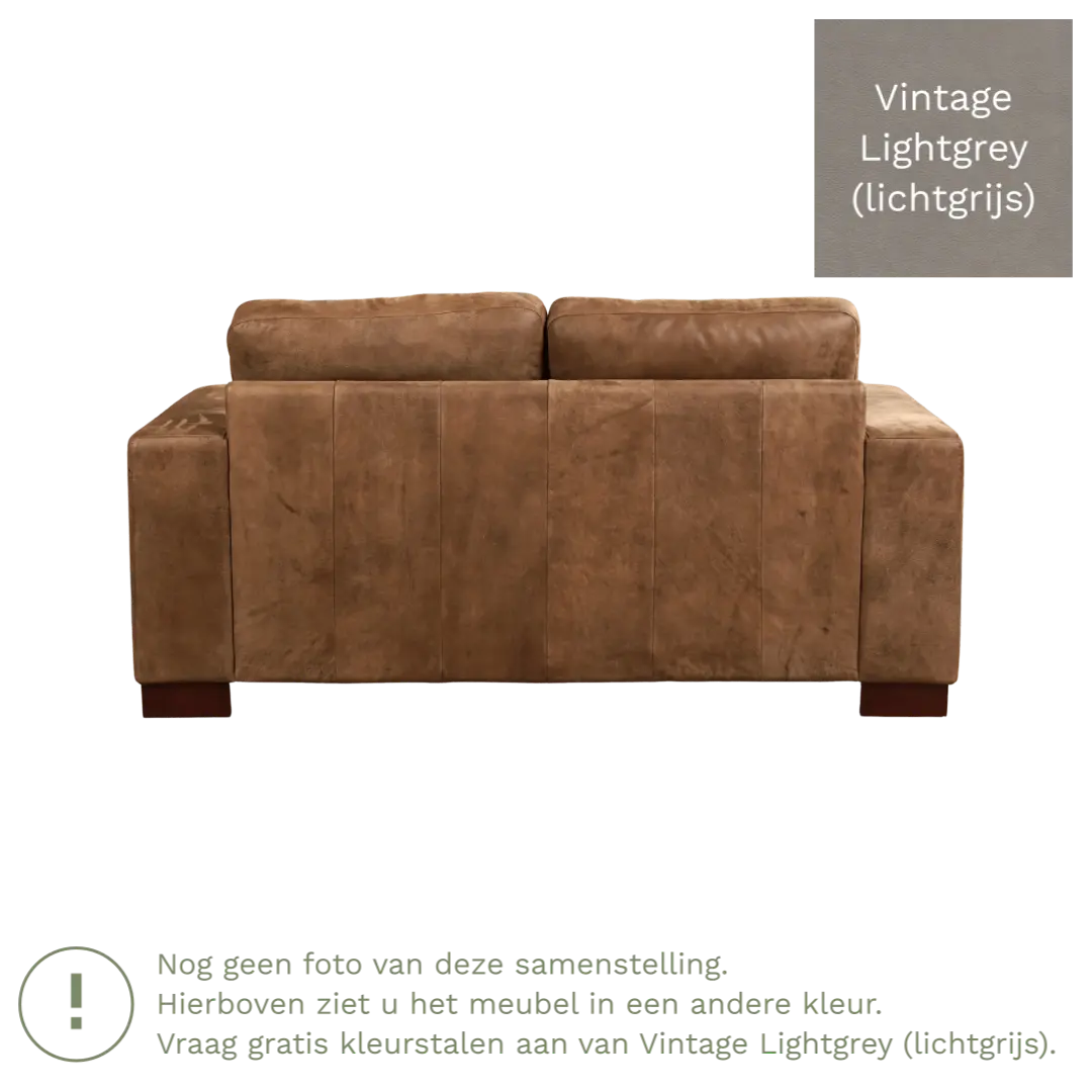 afbeelding van Leren bank Enjoy - 2 zits - Vintage Lightgrey (lichtgrijs) - Poten hout zwart
