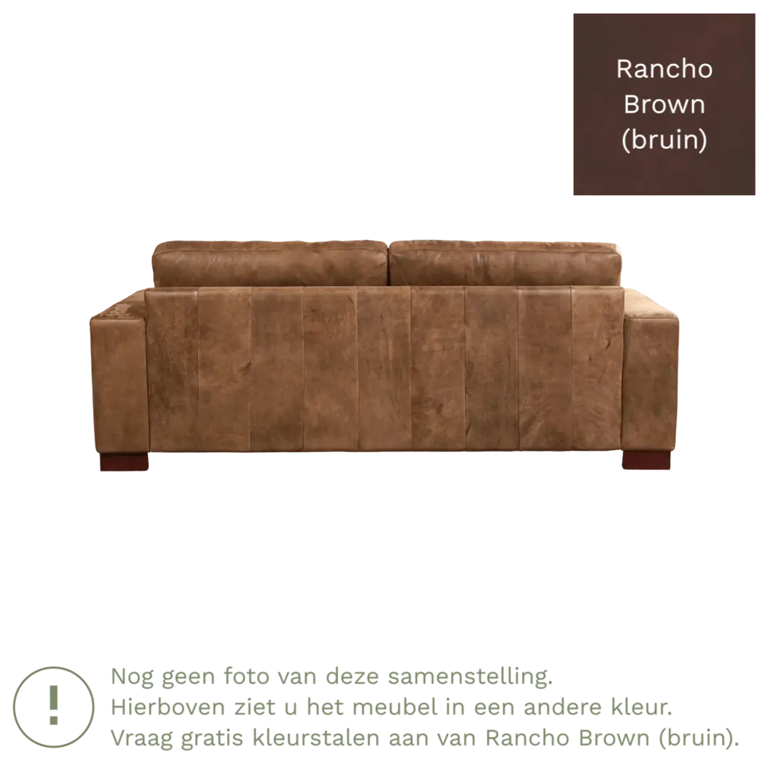 afbeelding van Leren bank Enjoy - 3 zits - Rancho Brown (bruin) - Poten hout bruin