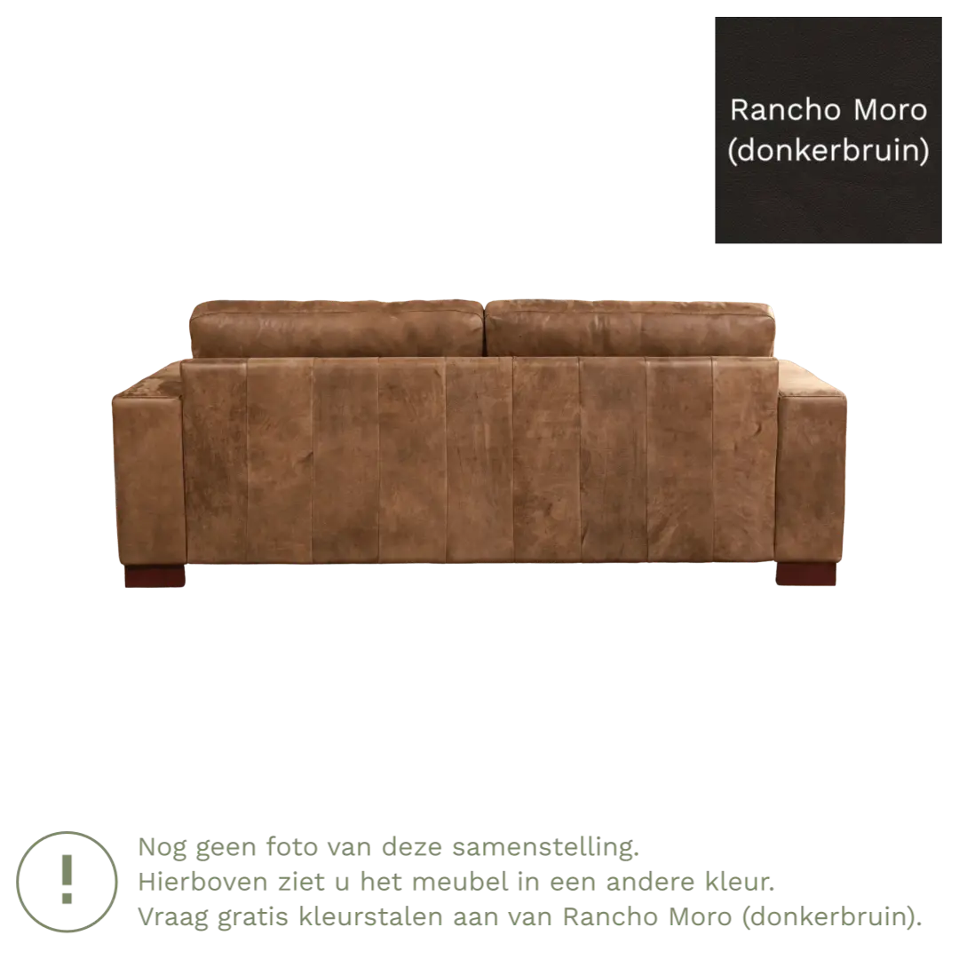afbeelding van Leren bank Enjoy - 3 zits - Rancho Moro (donkerbruin) - Poten hout bruin