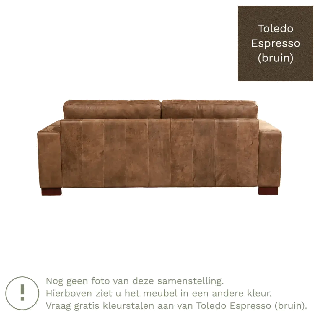 afbeelding van Leren bank Enjoy - 3 zits - Toledo Espresso (bruin) - Poten hout bruin