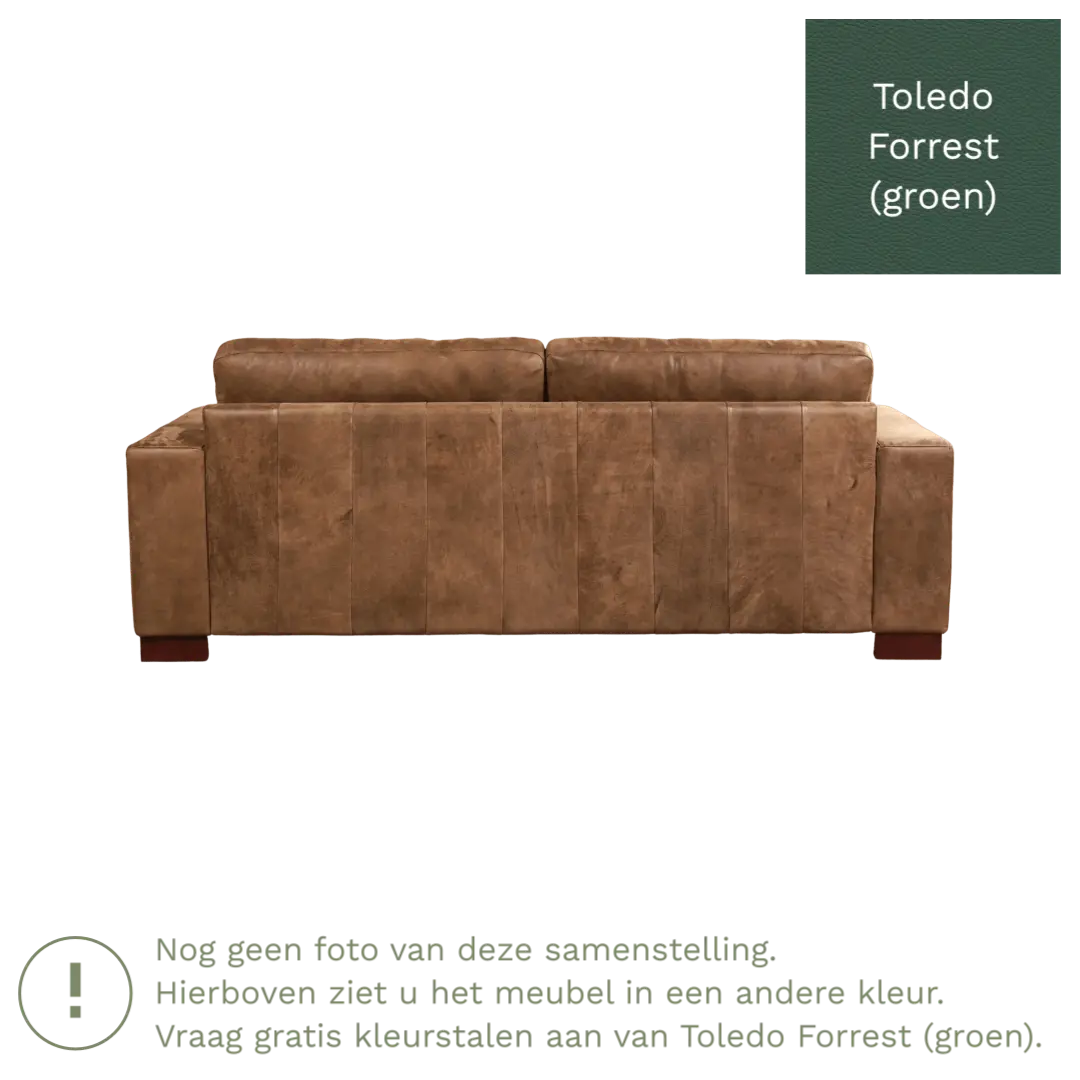 afbeelding van Leren bank Enjoy - 3 zits - Toledo Forrest (groen) - Poten hout bruin
