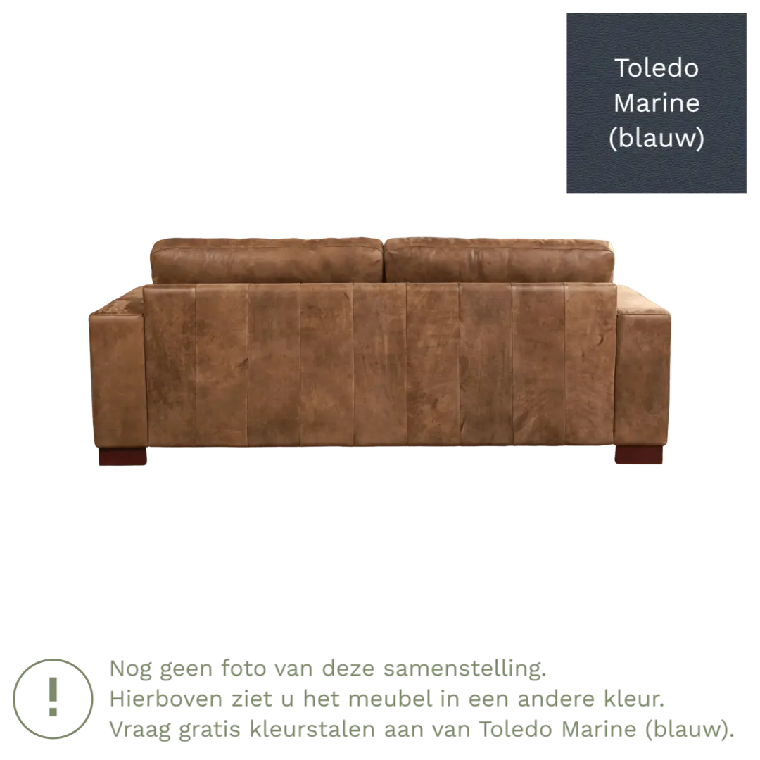afbeelding van Leren bank Enjoy - 3 zits - Toledo Marine (blauw) - Poten hout zwart