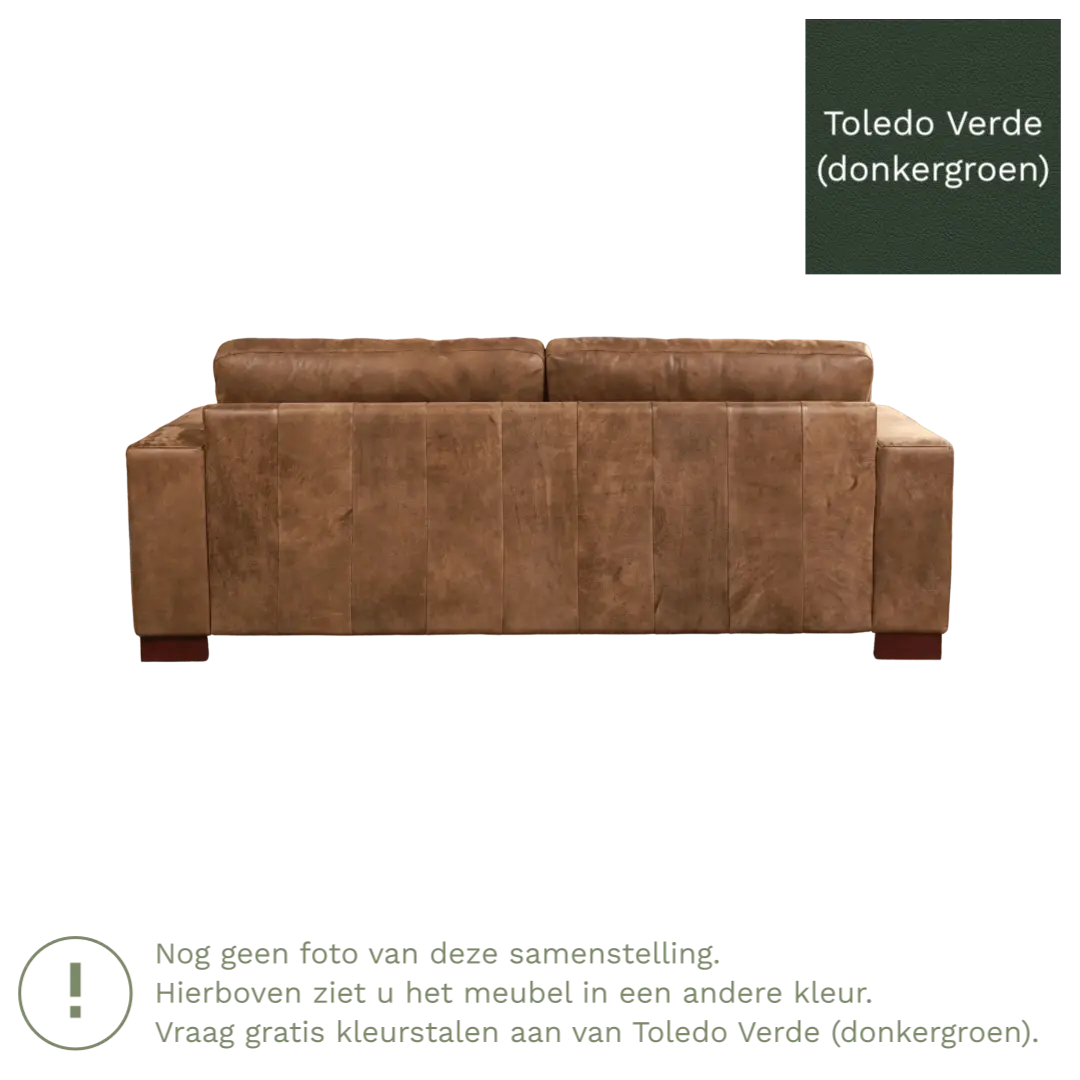 afbeelding van Leren bank Enjoy - 3 zits - Toledo Verde (donkergroen) - Poten hout zwart